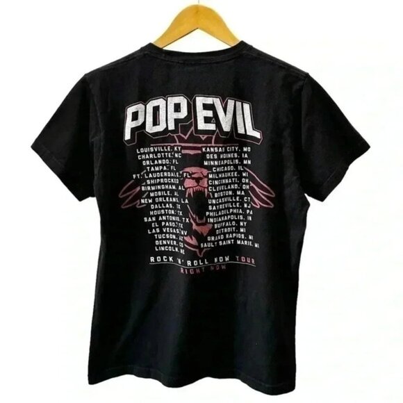 Pop Evil Shirt Mens Graphic Print Band Tee Concert Tour T-Shirt Black Medium - Picture 2 of 14